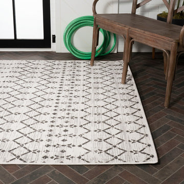Ourika Moroccan Geometric Textured Weave Indoor/outdoor Area Rug